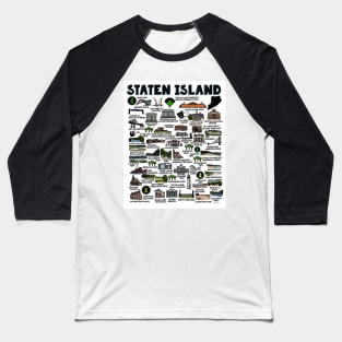 Staten Island Map Art Baseball T-Shirt